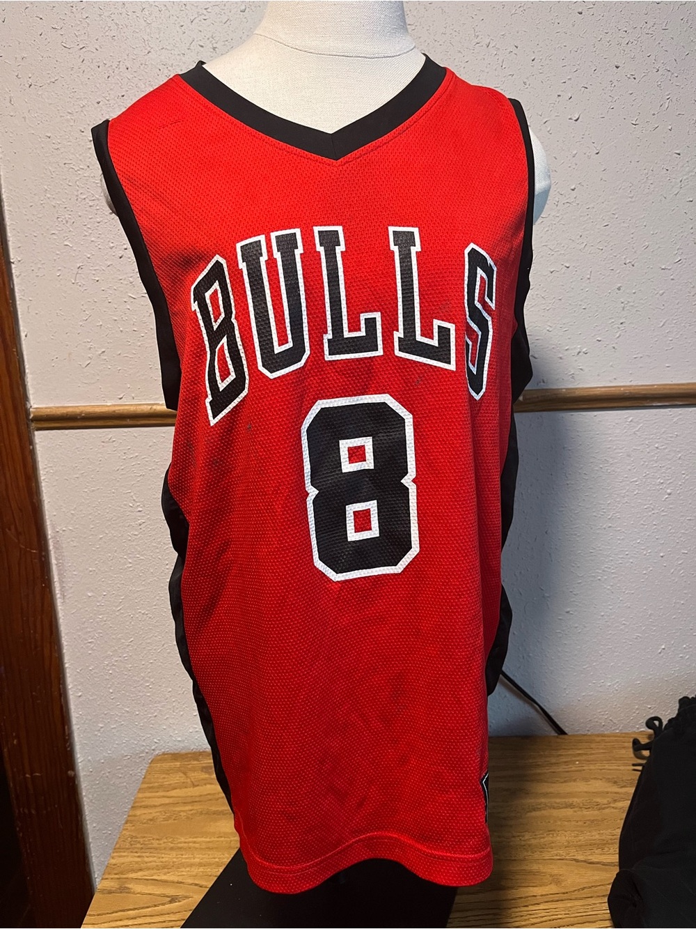 NBA Red and White Team Jersey with Heat-Pressed Logos